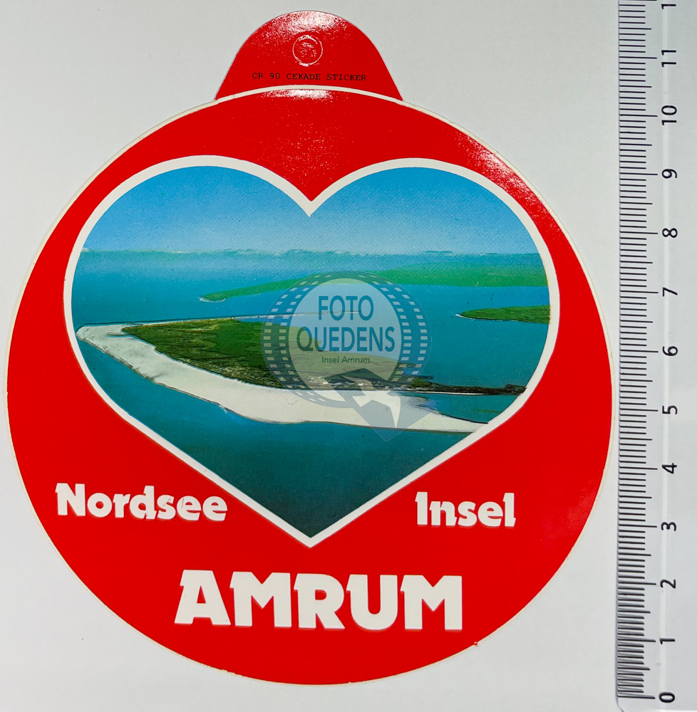 Autoaufkleber Nordseeinsel Amrum im Herz 10cm rot